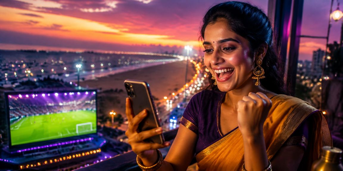Happy Indian player registering account on mobile device