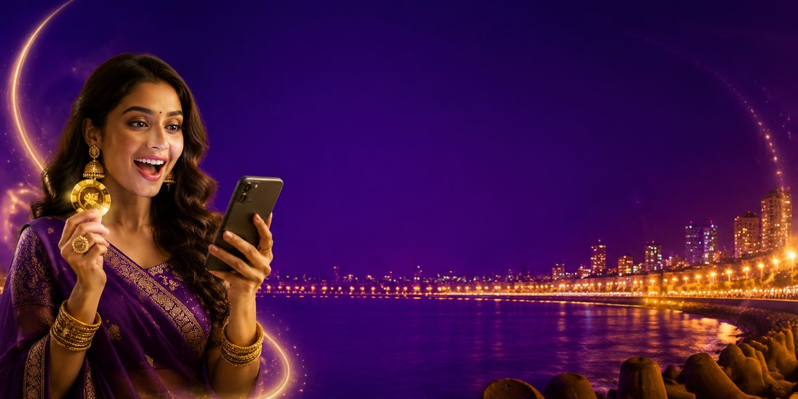 Mumbai street at night with cricket fans betting on mobile